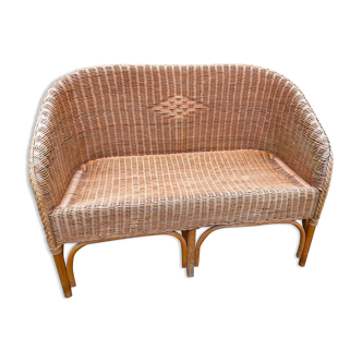 Vintage rattan bench