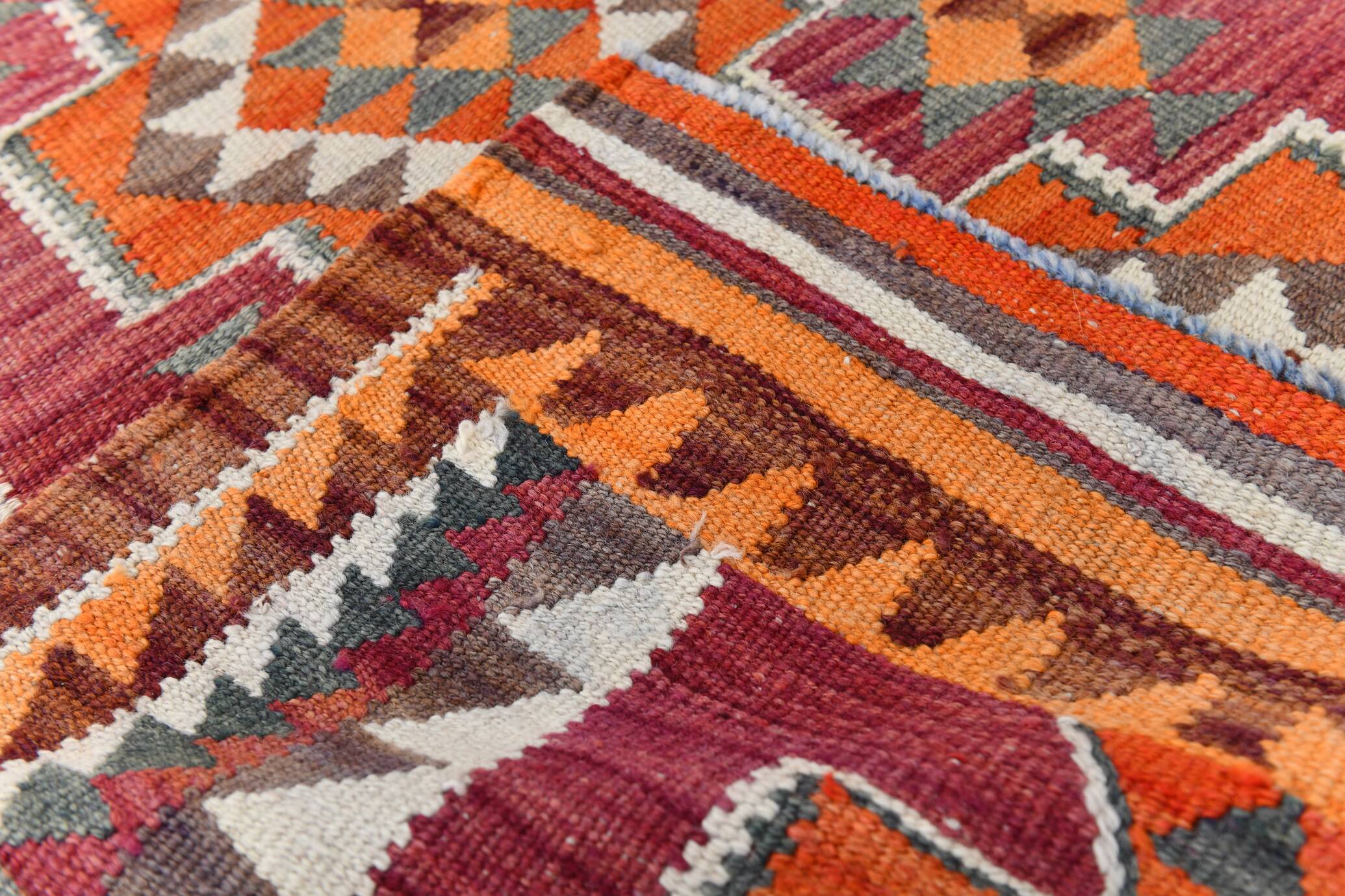 Vintage Burgundy Persian Kilim Runner Rug,, 98x235Cm