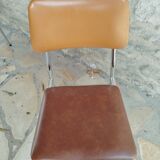 2 chaises vintage en chrome et skaï marron