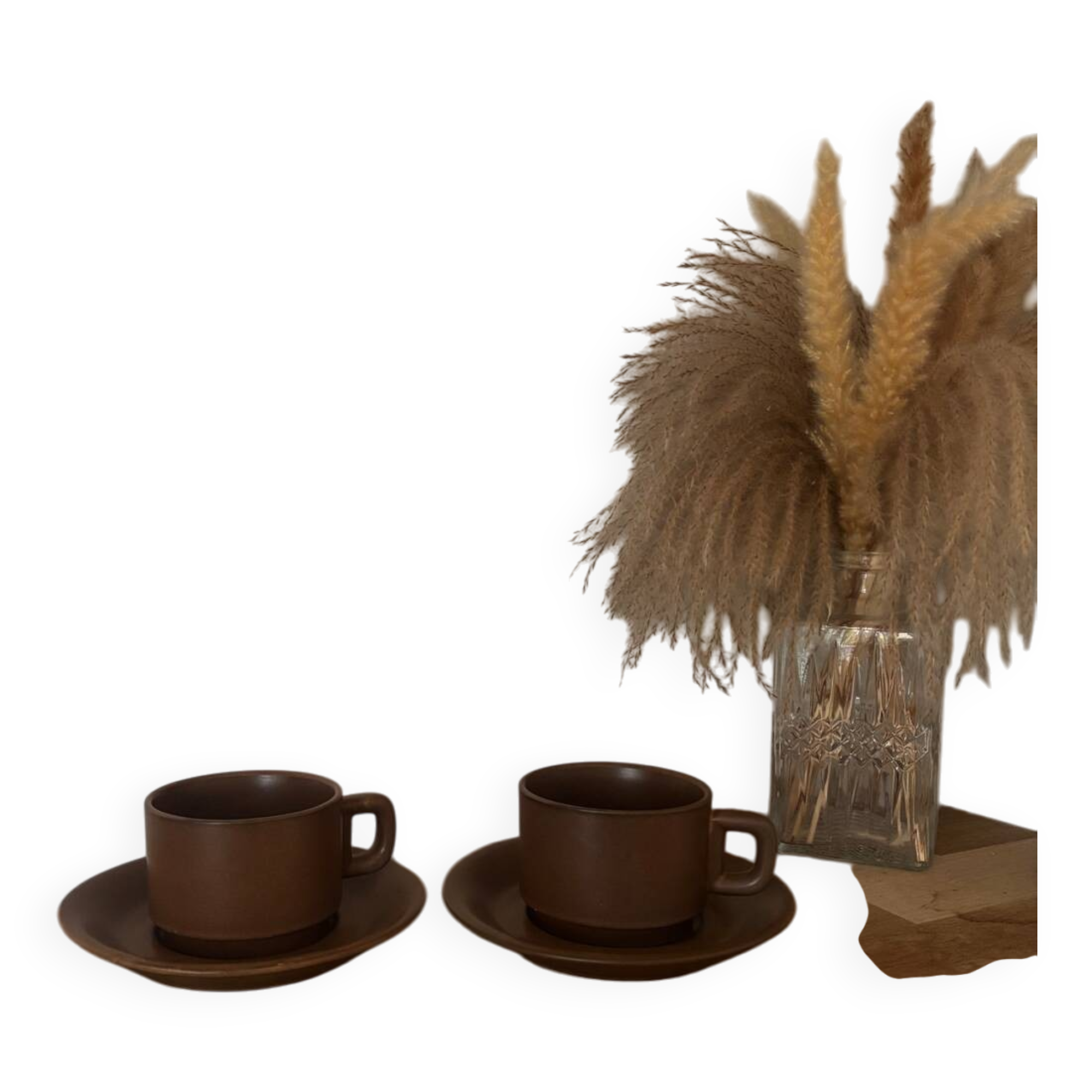 Vintage brown bistro cup duo large size