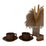 Vintage brown bistro cup duo large size