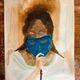Signed painting of a female portrait at the Carnival of Venice "the blue mask"