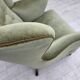 1960s, Scandinavian armchair, green furniture velour, oak wood legs.