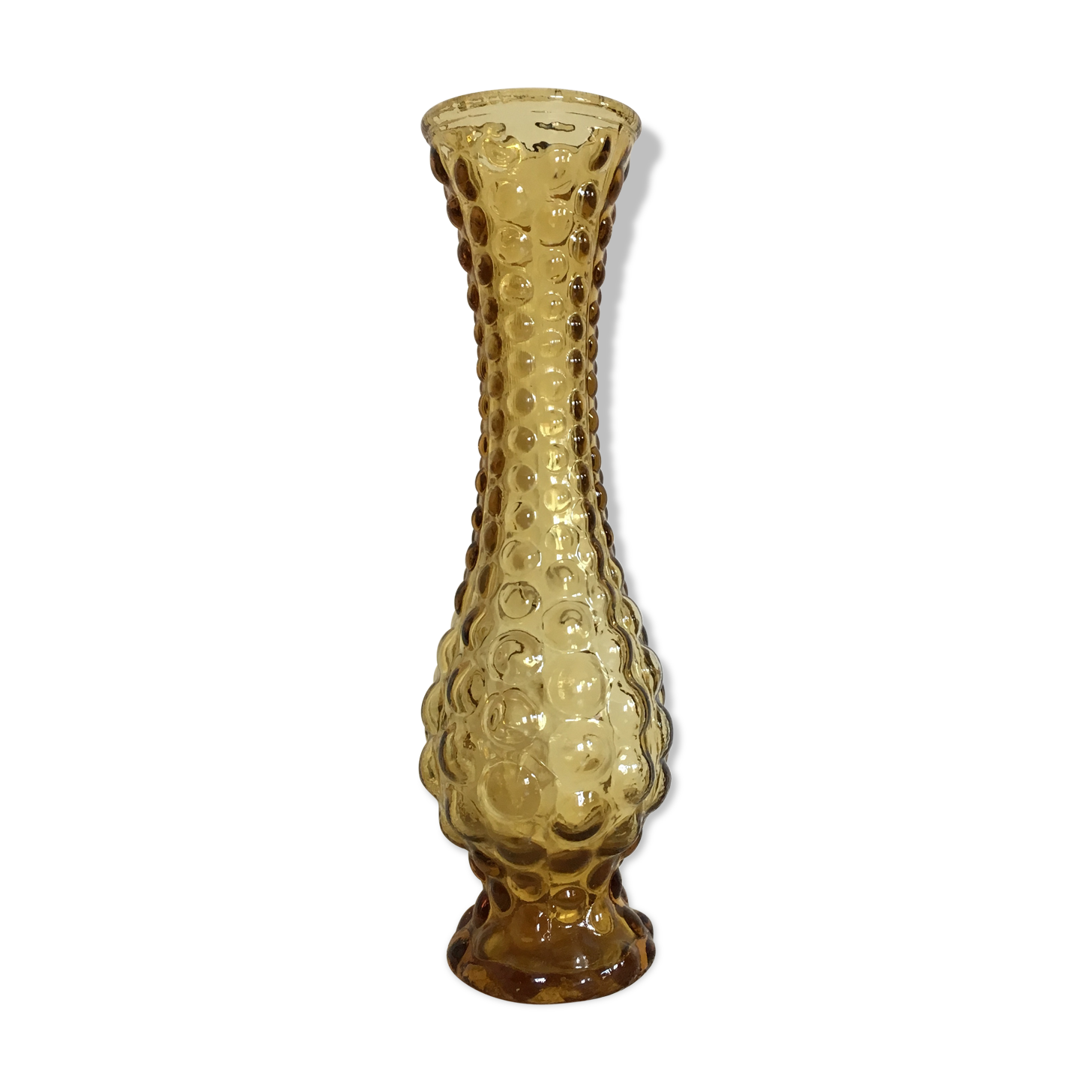 Big yellow dented Italian glass vase
