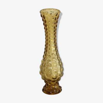 Big yellow dented Italian glass vase