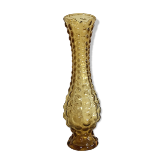 Big yellow dented Italian glass vase