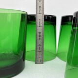 4 verres gobelets en verre vert émeraude, 1970