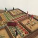 Games box: trotters, goose game, checkers and jaquet