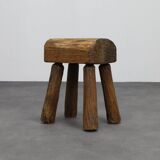 Vintage Stool Primitive Brutalist Folkart Style