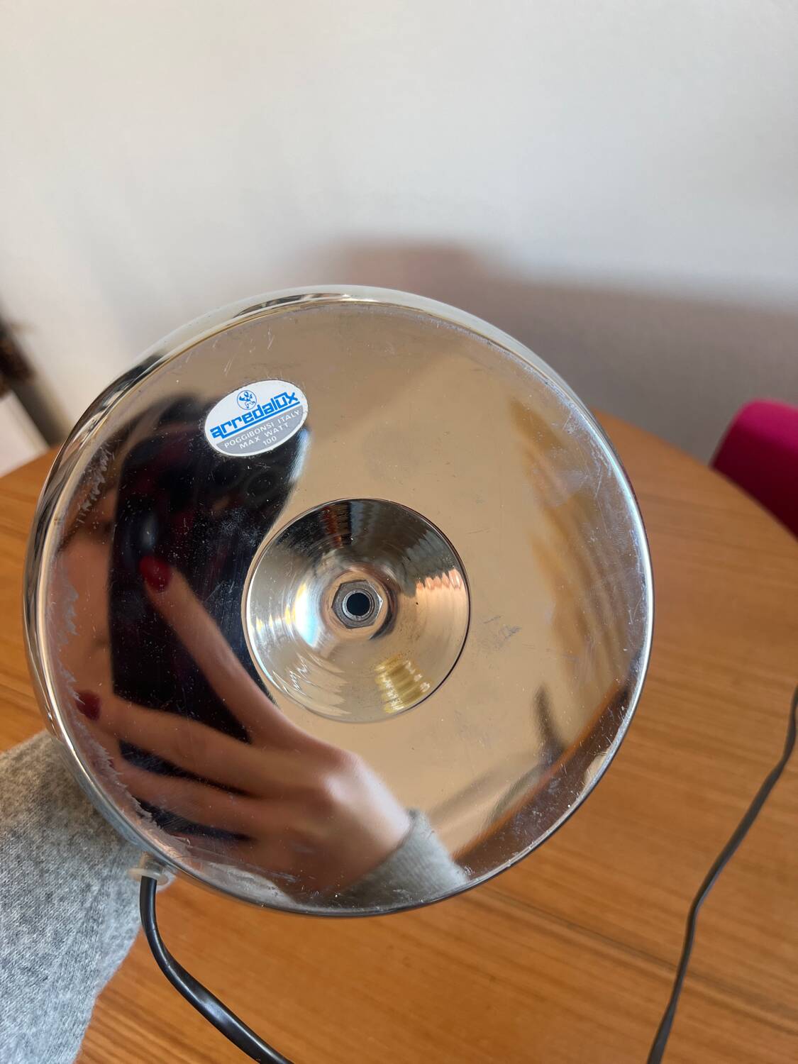 Chrome Space Age table lamp, Italian design from the 1970s, "Arredalux"