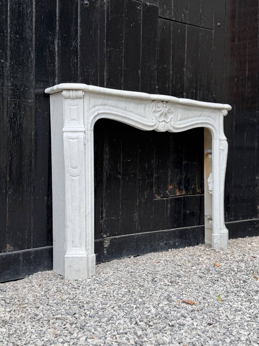 Louis XV style fireplace in Carrara marble circa 1980