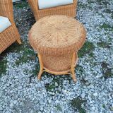 Pair armchairs wicker table Living room veranda vintage