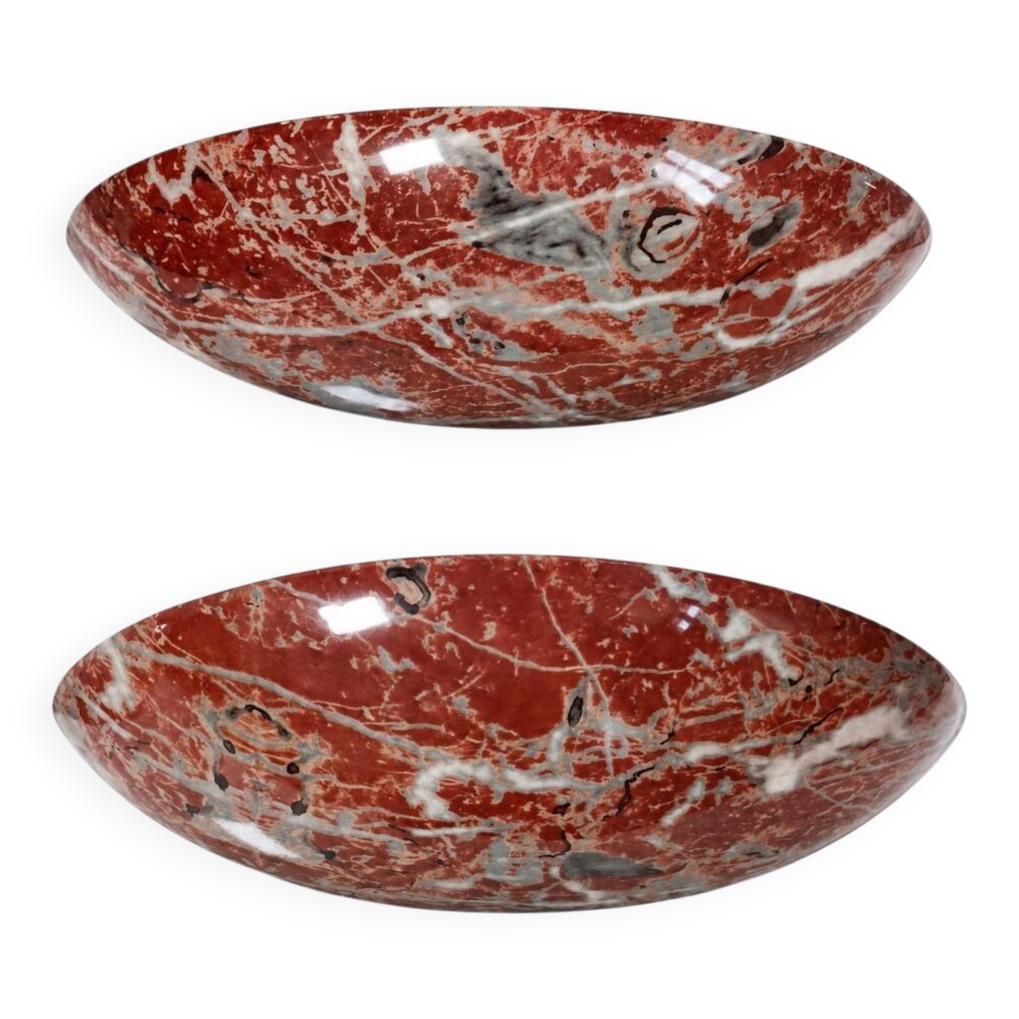 Pair of vintage wall sconces in faux red marble ceramic, 1990s.