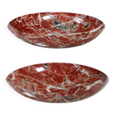Pair of vintage wall sconces in faux red marble ceramic, 1990s.