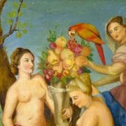 Mid 20th Century Portrait of Three Nudes Oil Painting, Framed
