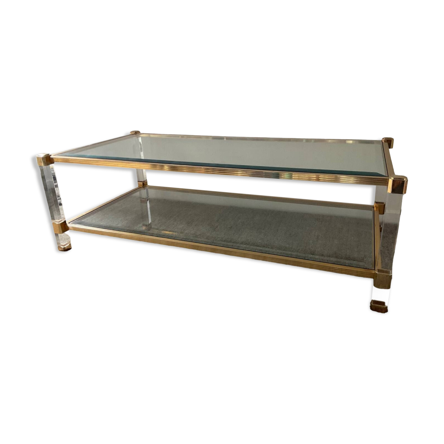 Vintage lucite and brass coffee table from the 70s