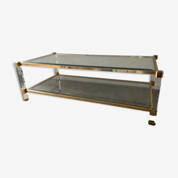Vintage lucite and brass coffee table from the 70s