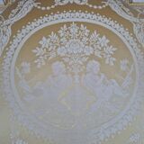 Louis XVI style cabriolet armchair with decorated medallion