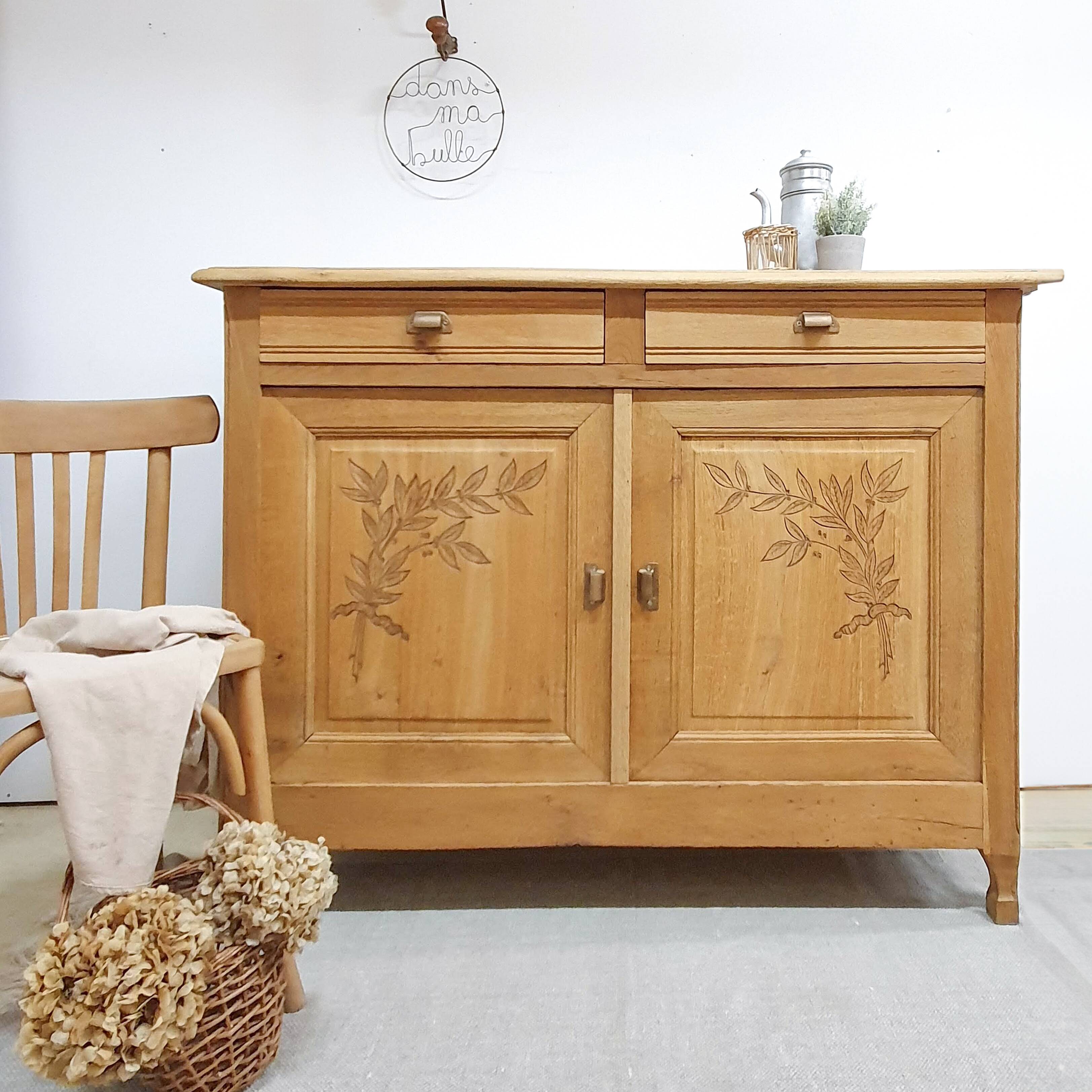 Solid oak Parisian sideboard