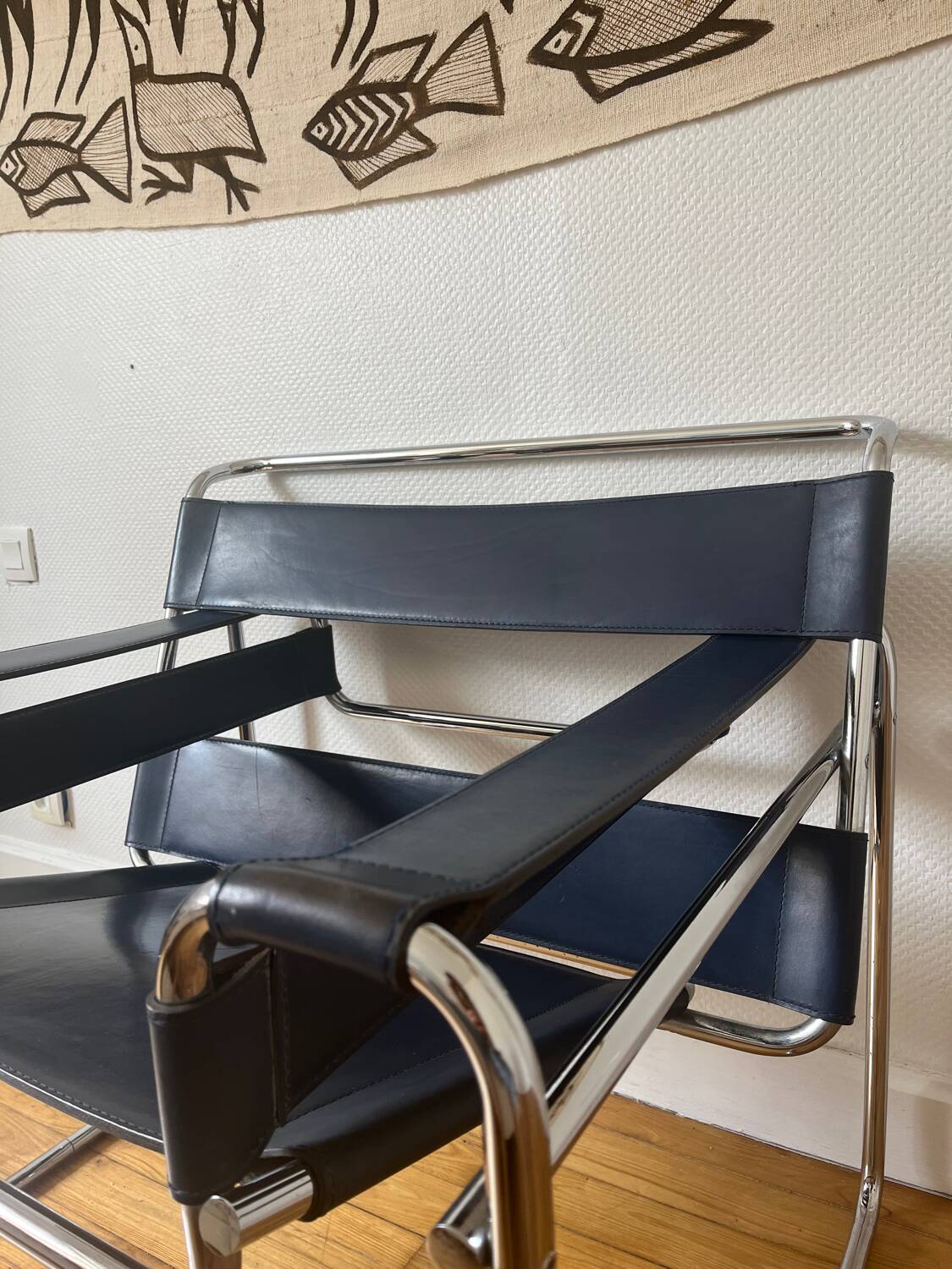 Wassily armchair by Marcel Breuer, midnight blue, Italian edition