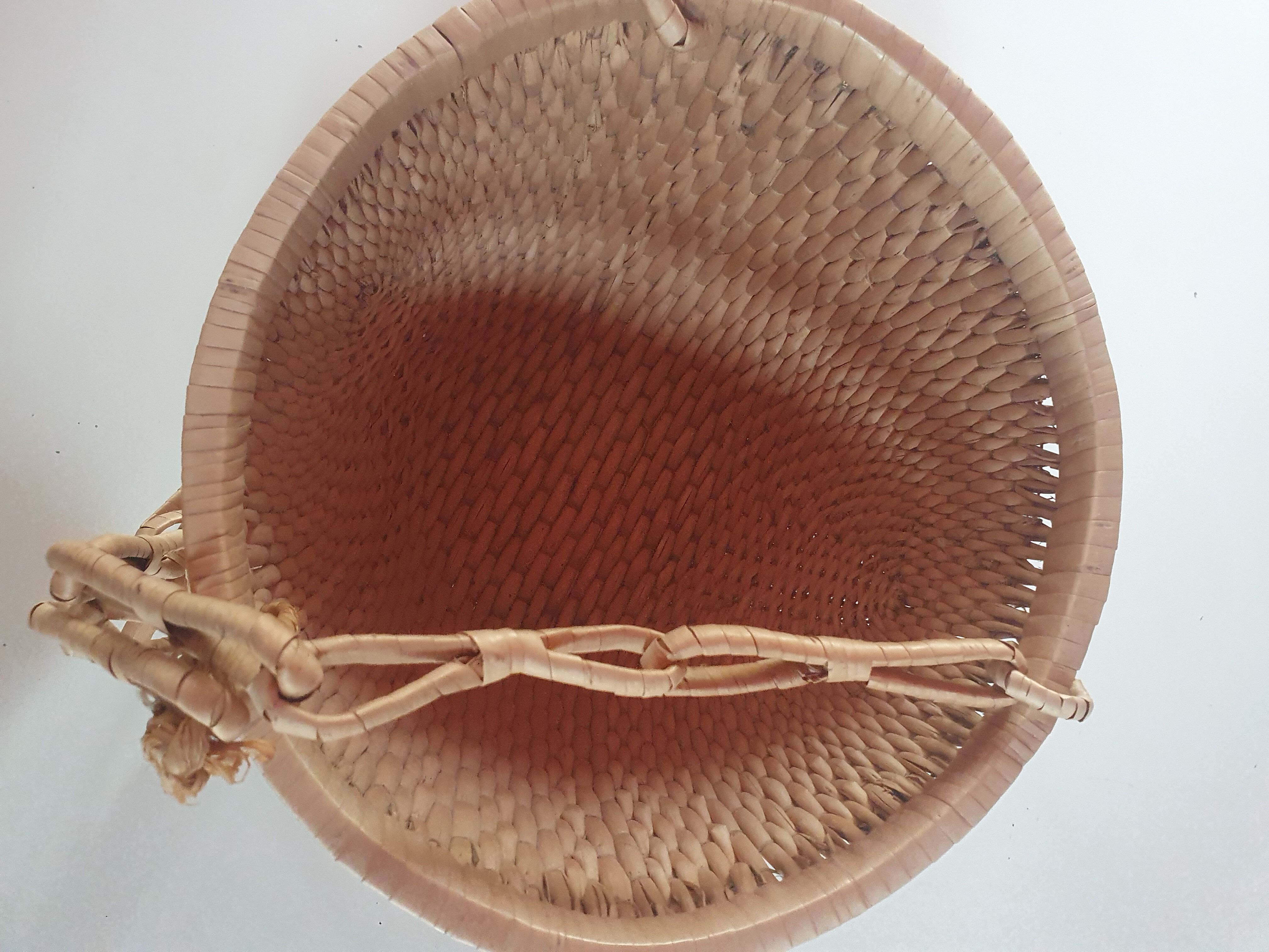 Rattan basket to hang vintage plant door