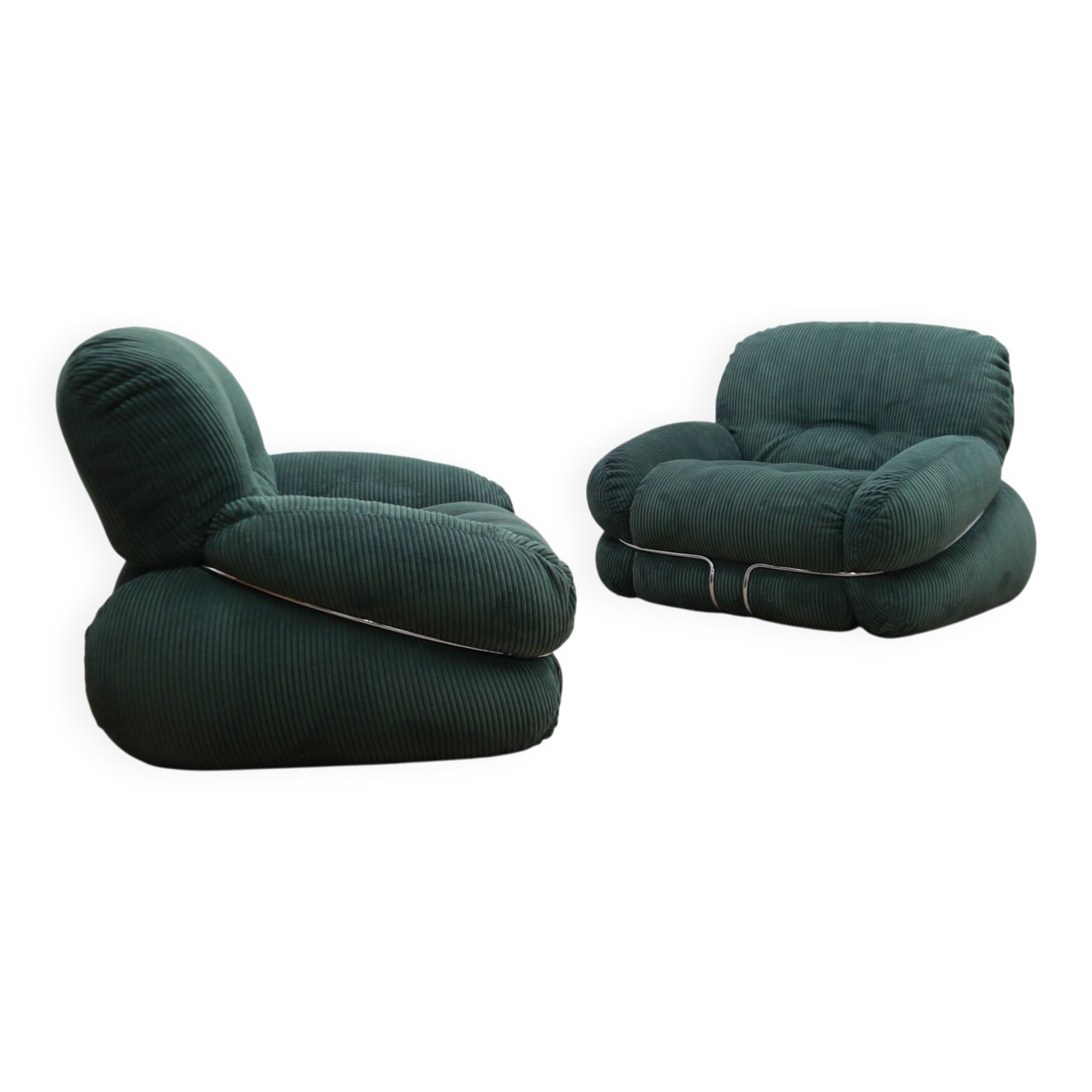 Pair of vintage armchairs by Adriano Piazzesi, Okay Collection 1970