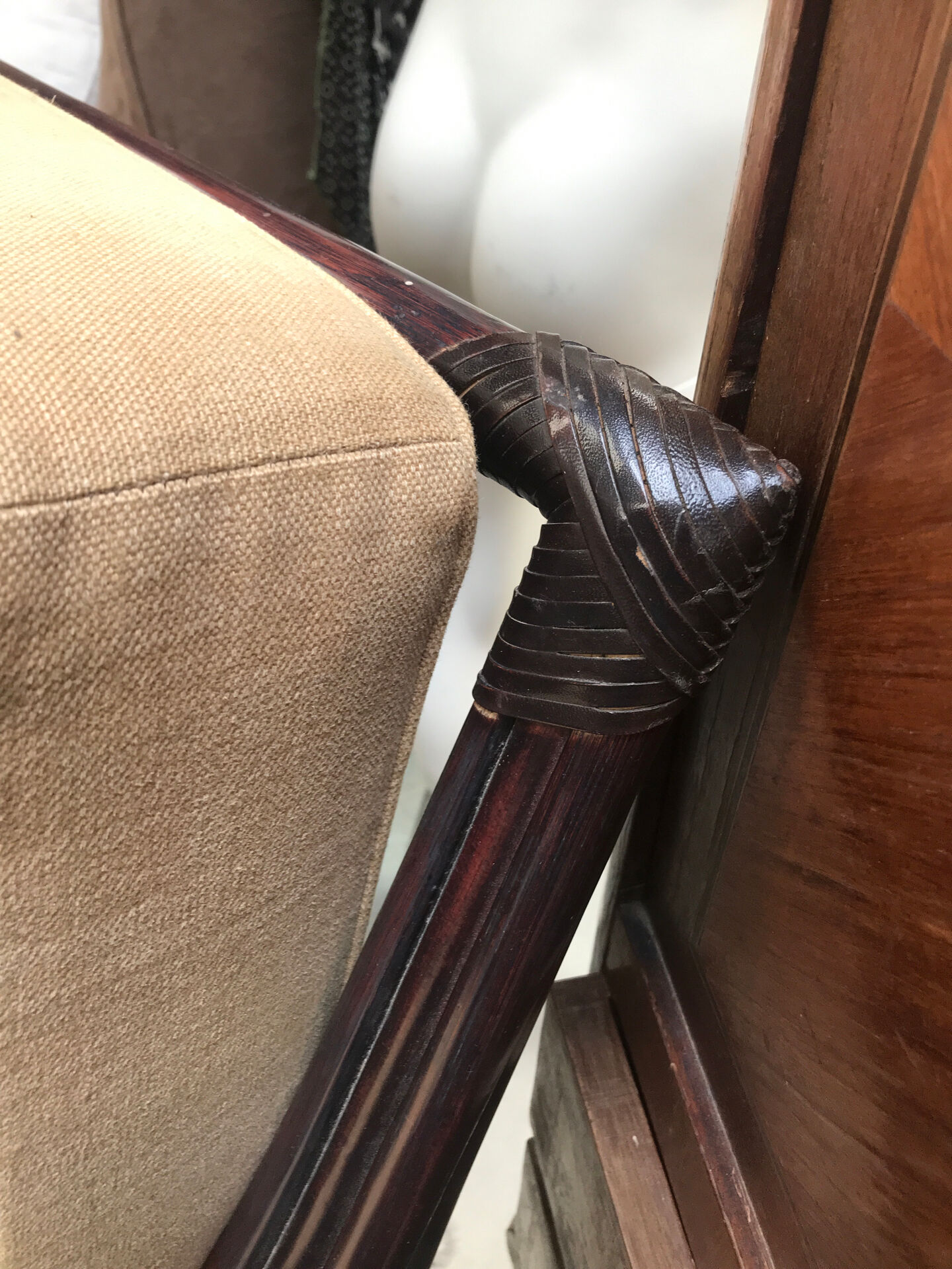 Rattan armchair and footrest