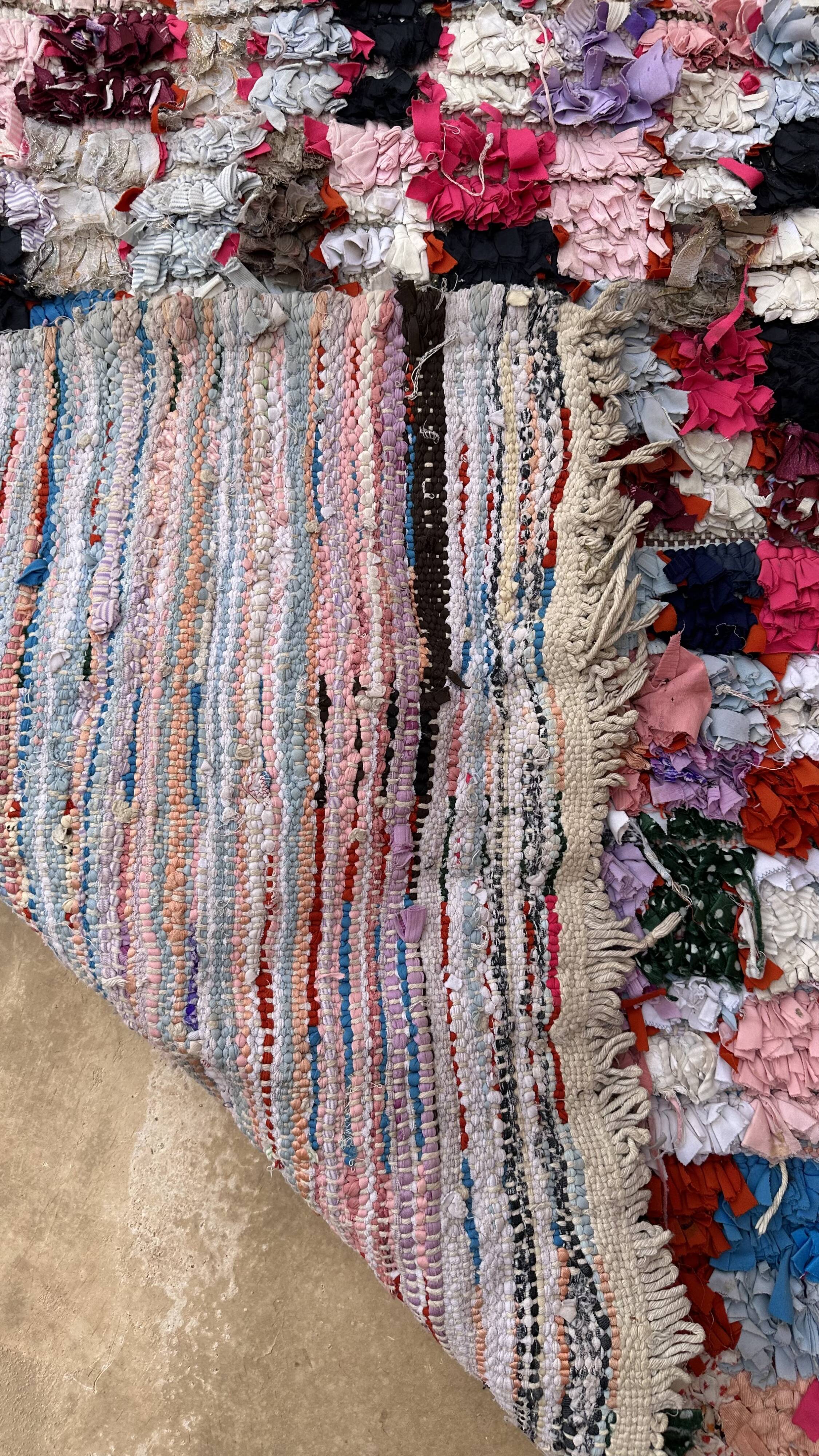 Tapis Berbère Boucherouite coloré - 102 x 239 cm