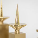 Set of 3 candlesticks in gilded brass. Contemporary work.