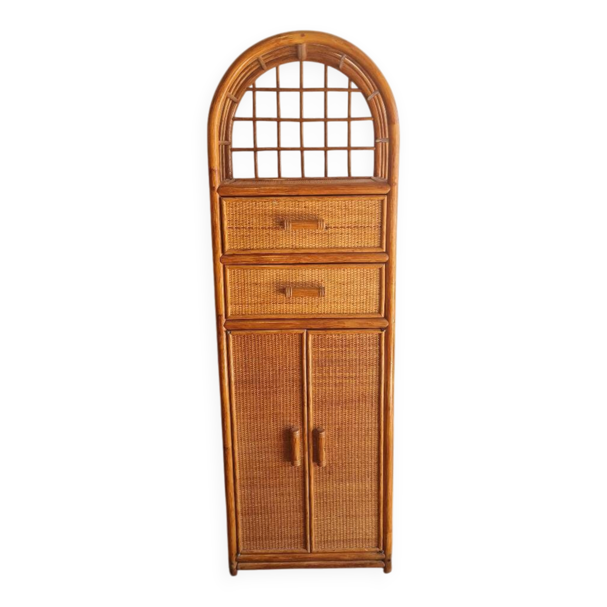 Vintage rattan wardrobe