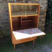 Vintage oak secretary with 2 drawers and 2 sliding windows