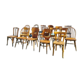 Set of 20 mismatched bistro chairs
