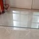 David Lange plexiglass and glass coffee table