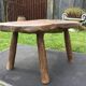 Brutalist vintage coffee table with 4 feet in oak