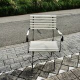 Vintage wrought iron folding garden armchair 1930