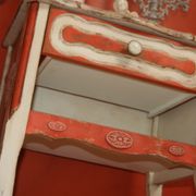 Pair of bedsides revamped red and white antique skated shabby