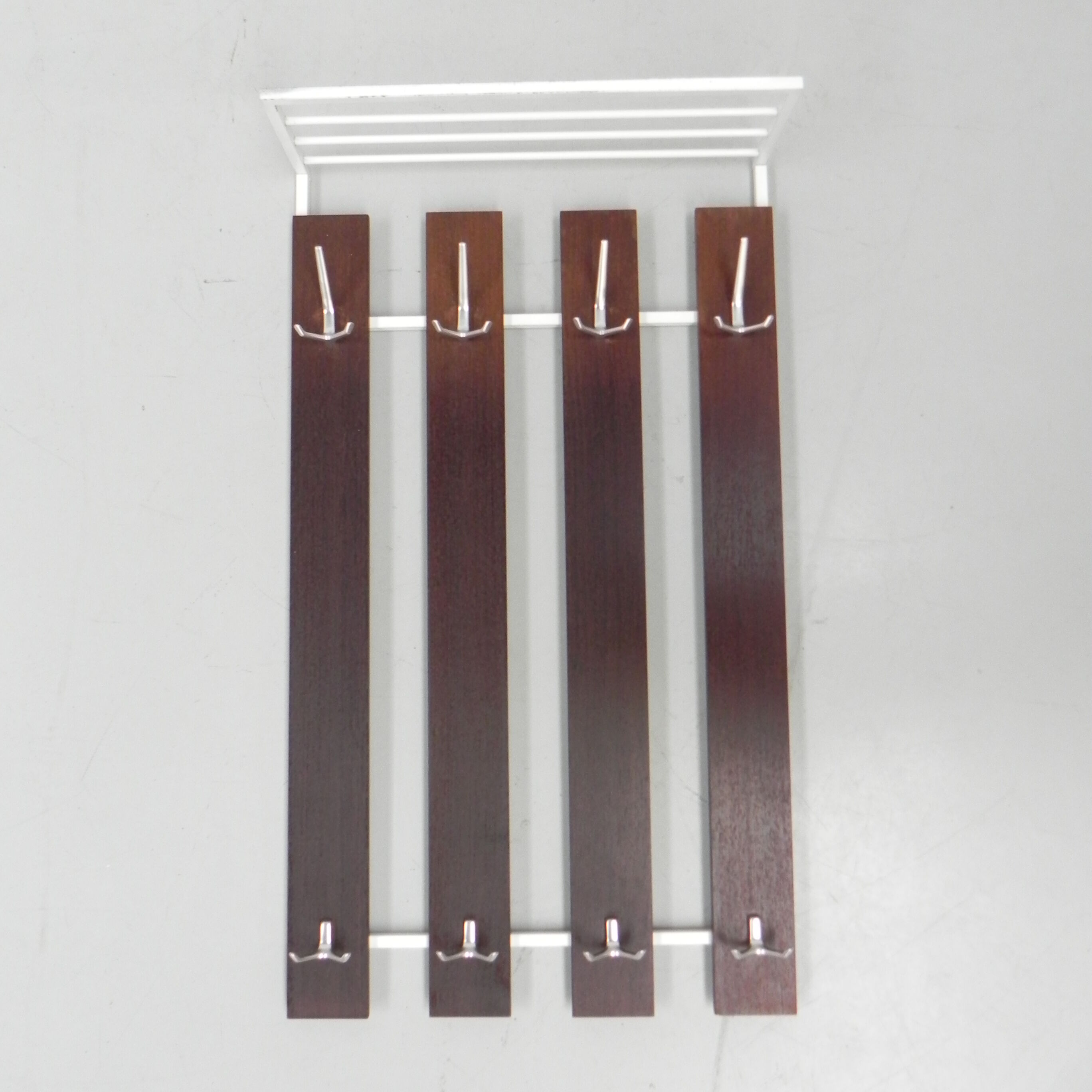 Vintage wall coat rack with 8 hooks and hat shelf