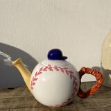 Teapot in white ceramic baseball