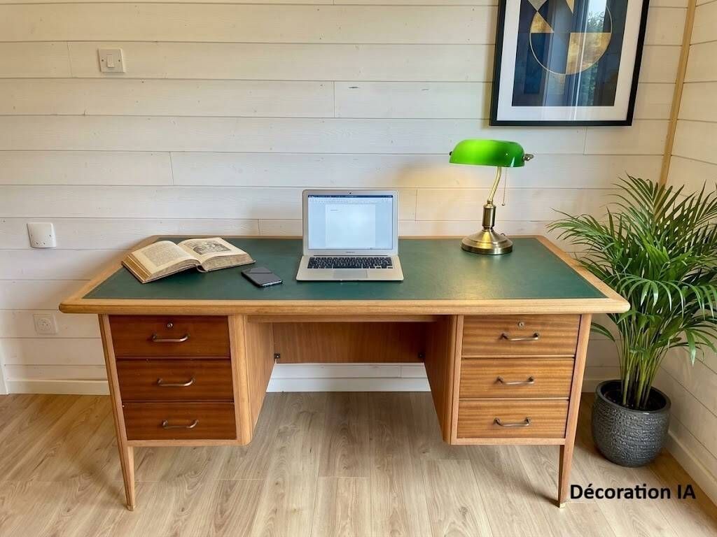 Vintage Mid-Century brass sabot ministerial/management desk