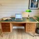 Vintage Mid-Century brass sabot ministerial/management desk