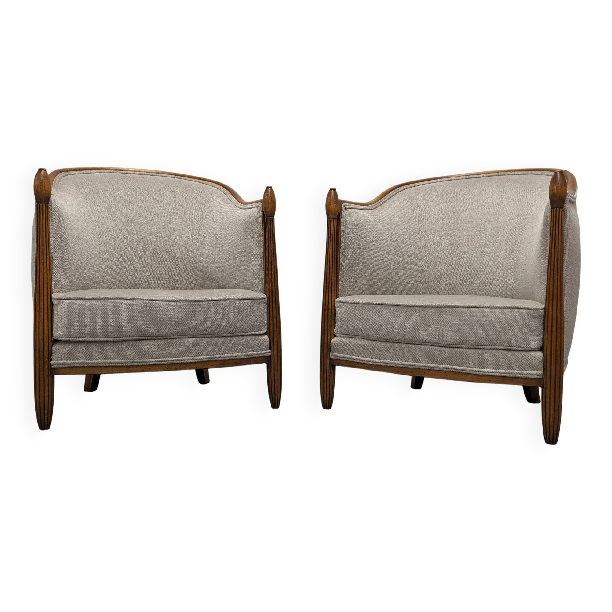 Pair of Art Deco gondola armchairs, France circa 1920