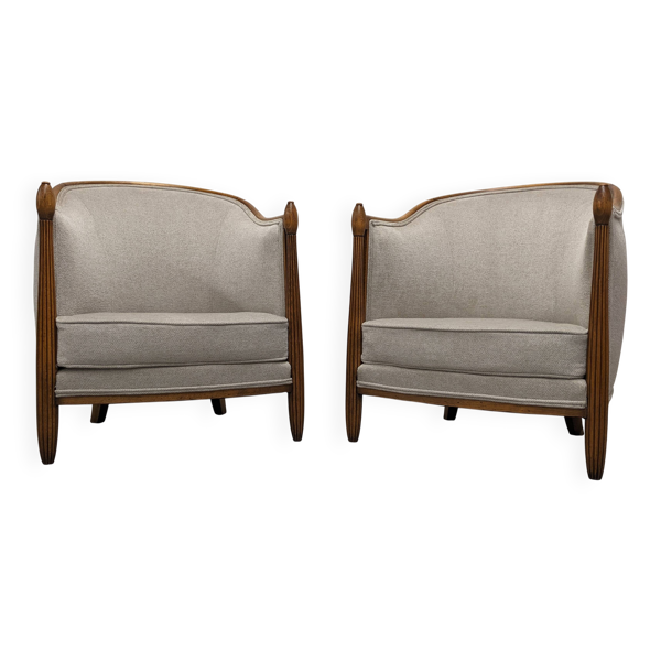 Paire de fauteuils gondoles Art déco, France vers 1920