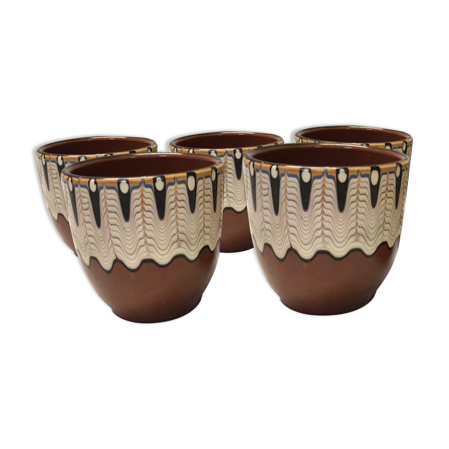 Ensemble de 5 tasses en grès vintage