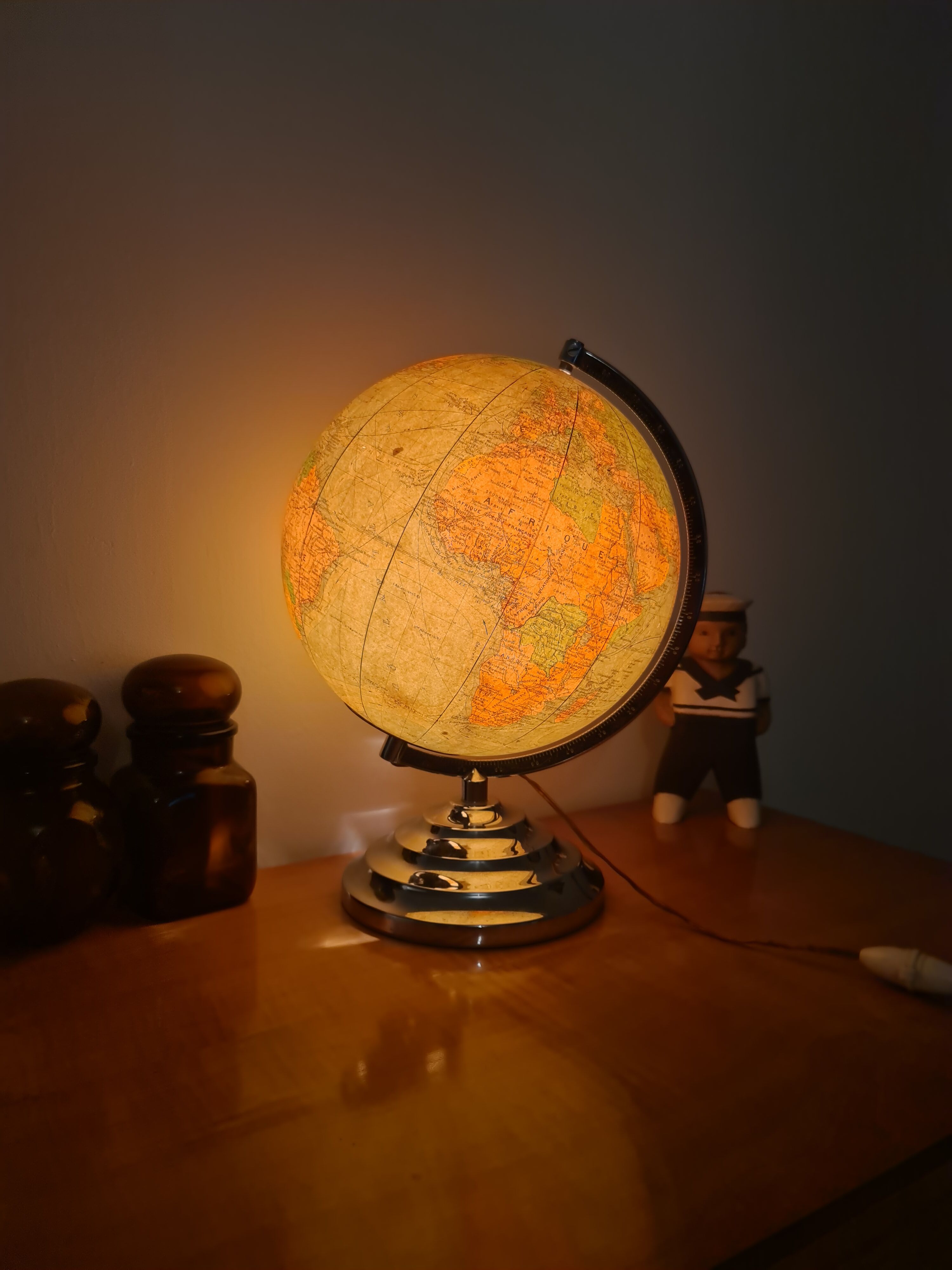 Vintage Globe Earth Perrina 1950-60 bright (Glass - chrome)