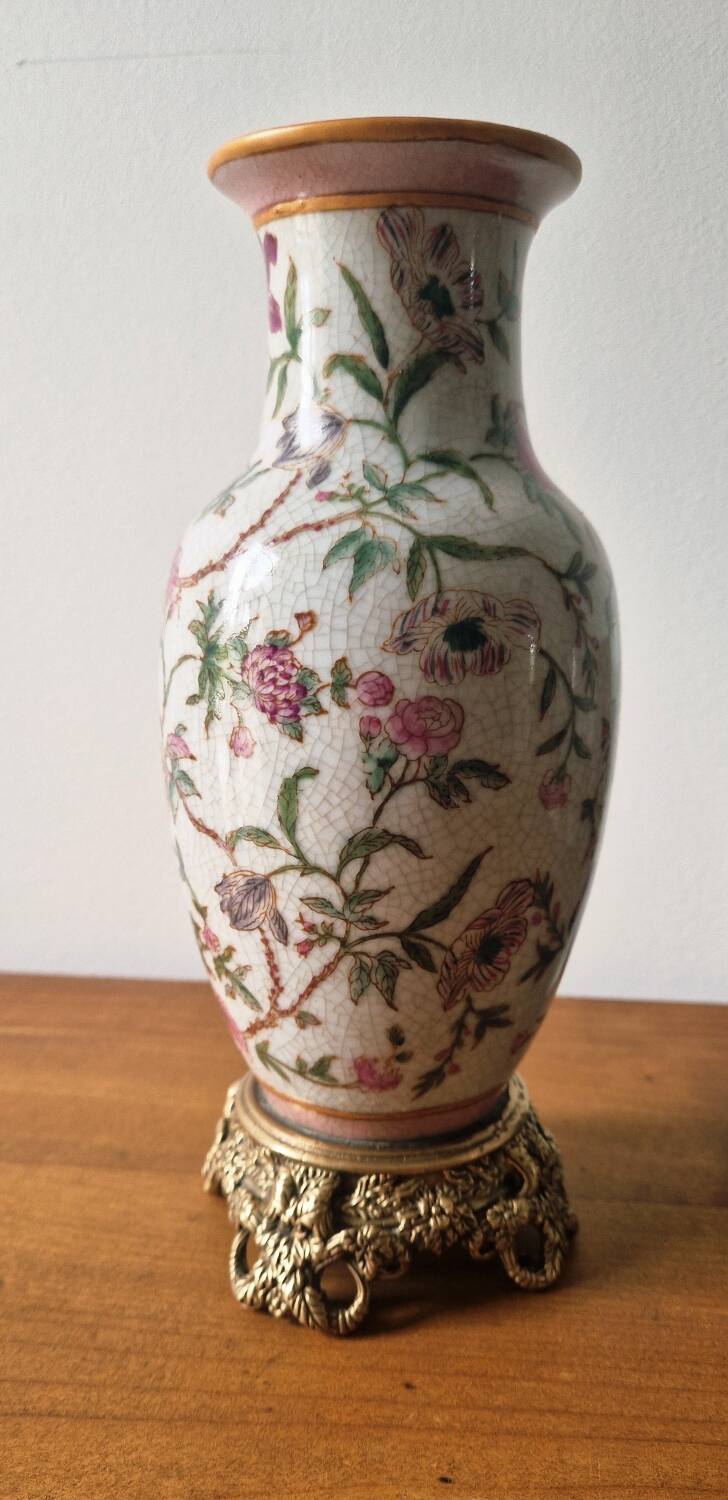 Porcelain and bronze vase