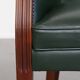Green Cowhide Leather and Wooden Side / Dining / Desk Chair
