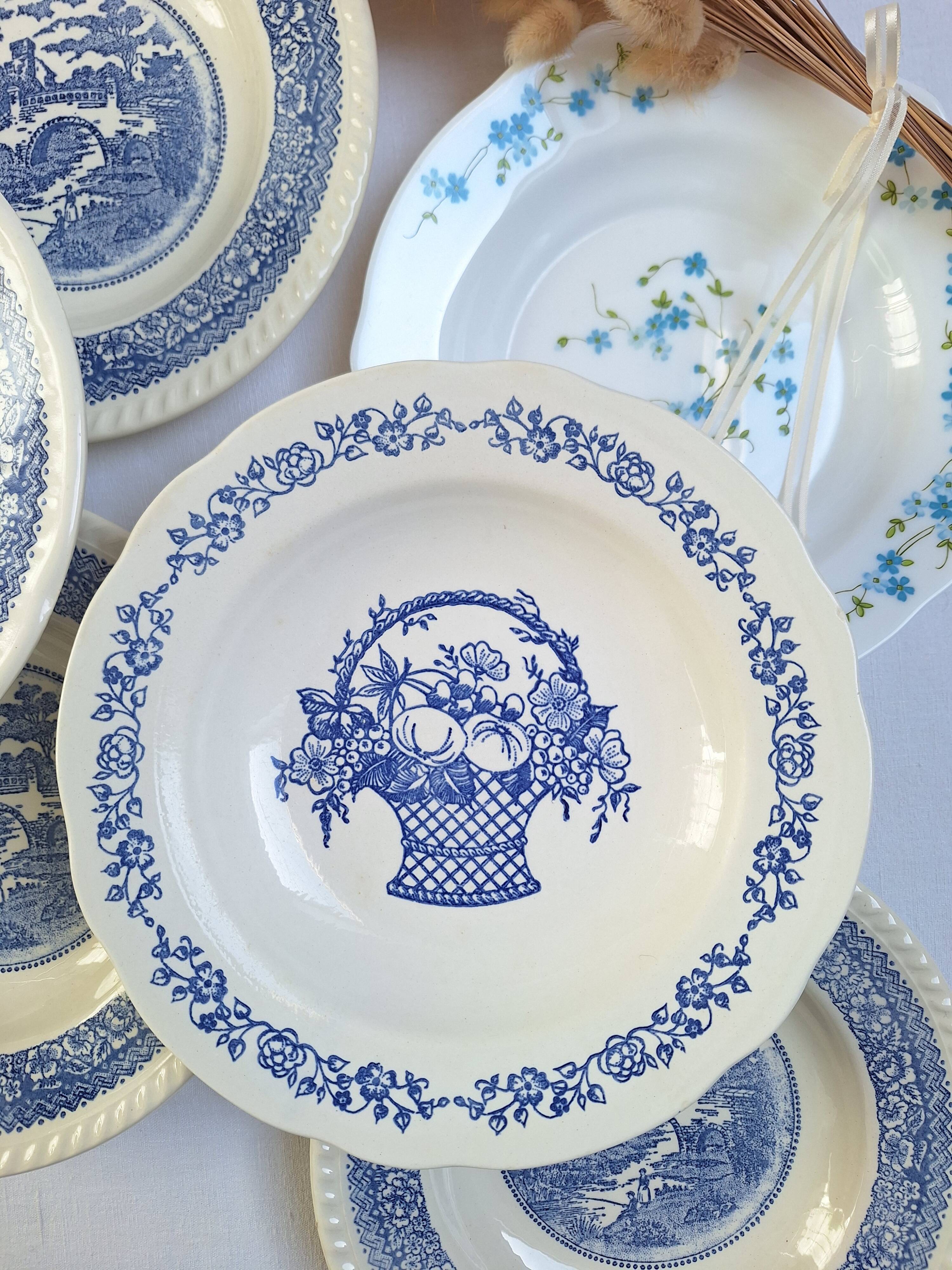 Vintage blue deep plates