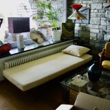 Vintage minerva daybed in solid teak and alcantara by peter hvidt for john stuart 1950s