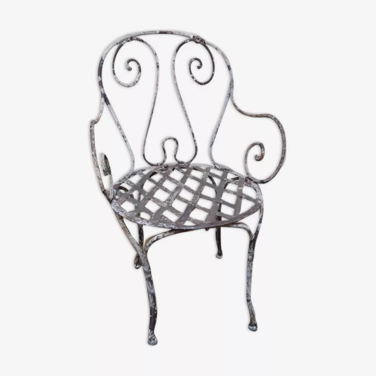 19th-century garden armchair in wrought iron