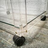 Desserte vintage en plexiglas et verre